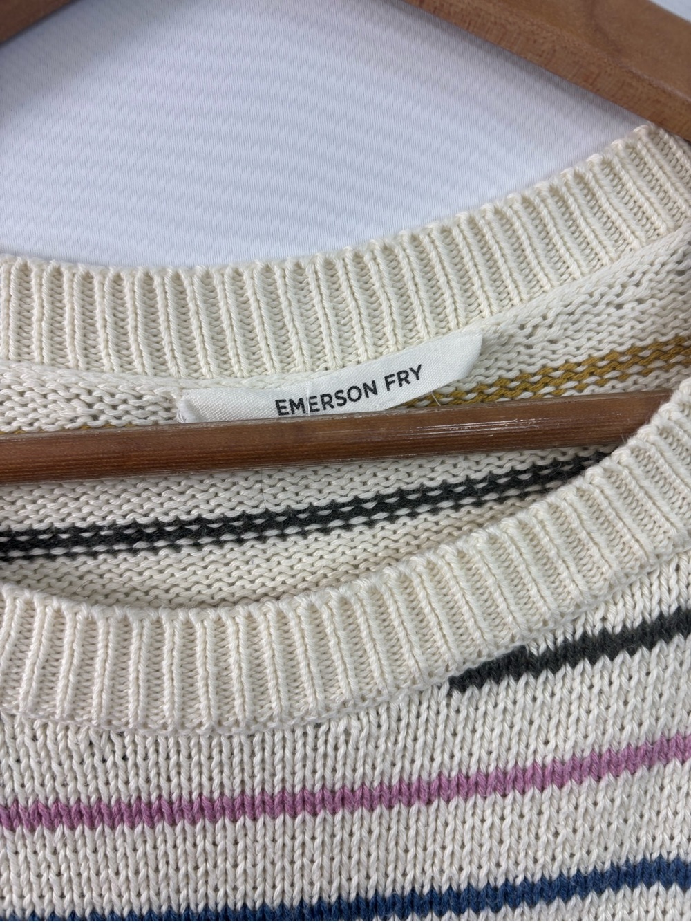 Emerson Fry Carolyn Rainbow 5 Stripe Organic Cotton Crewneck Top Women’s Small - Picture 3 of 7
